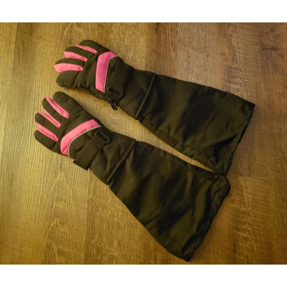 Youth S/M Black & Pink Long Armed Gloves